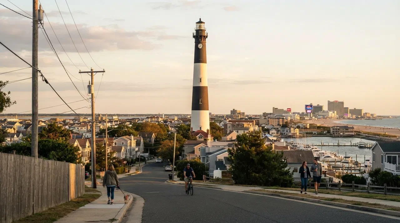 The Inlet, Atlantic City: aire de faro, agua de la bahía interior y el tranquilo extremo norte de la ciudad